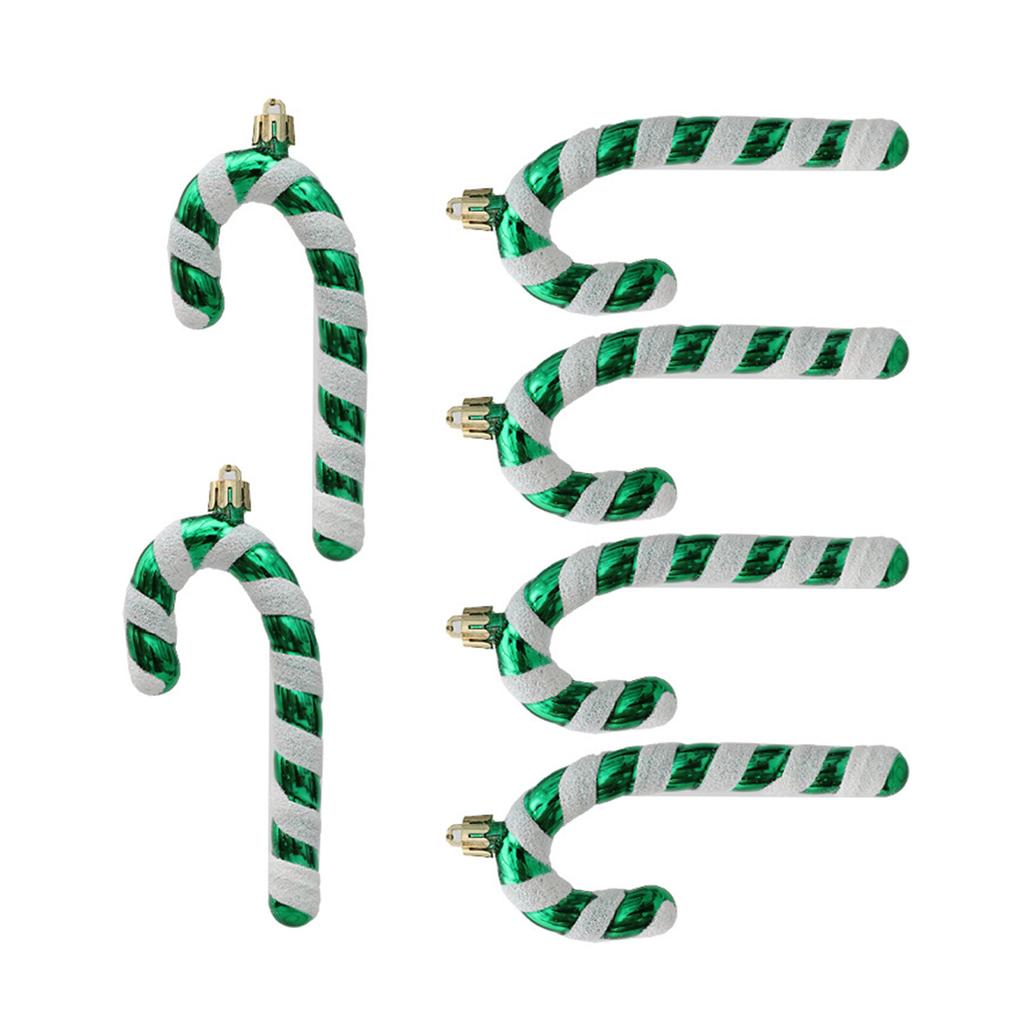 6Pcs Christmas Candy Cane Ornament Glitter Plastic Christmas Tree Hanging Pendant Decoration for Holiday Party Favors
