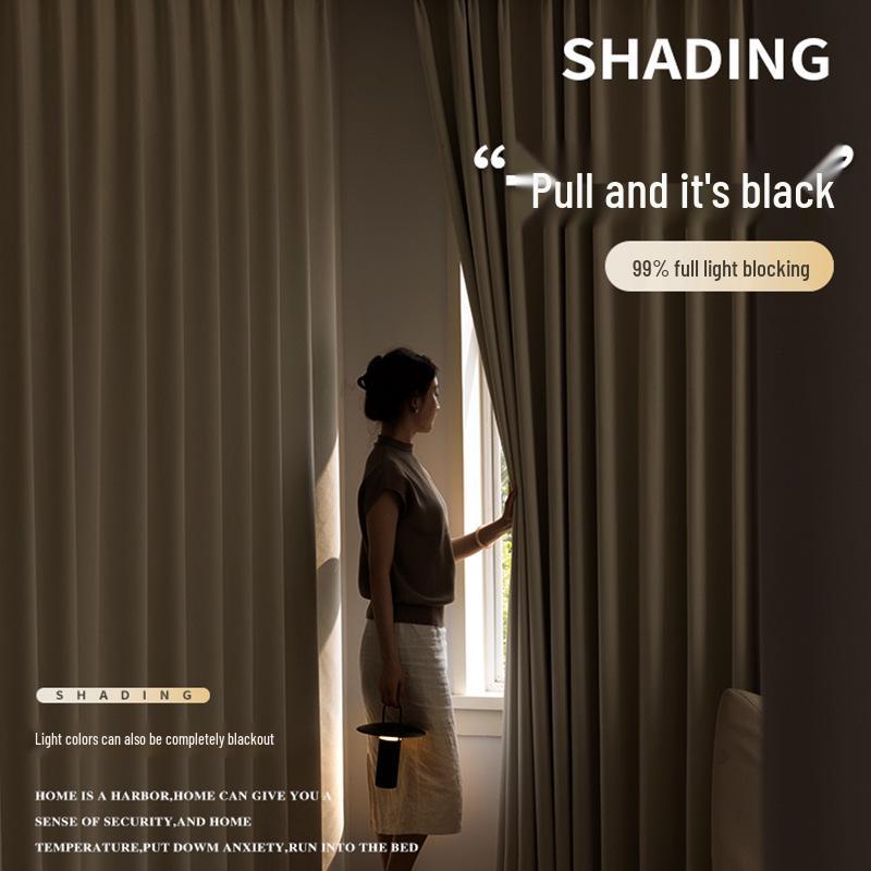 Perdele Blackout Shaoxing: Design Modern Minimalist, Bumbac-In Gros, Blocare Soare, Izolare Termică, pentru Dormitor și Living.