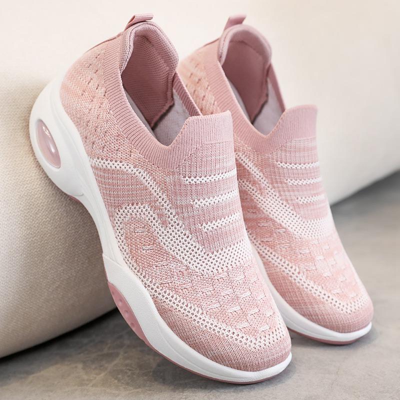 Shoes Women's New Women's Shoes Soft-soled Breathable Casual Shoes Thick-soled Heightening Single Shoes Fly-woven Breathable Mesh Shoes