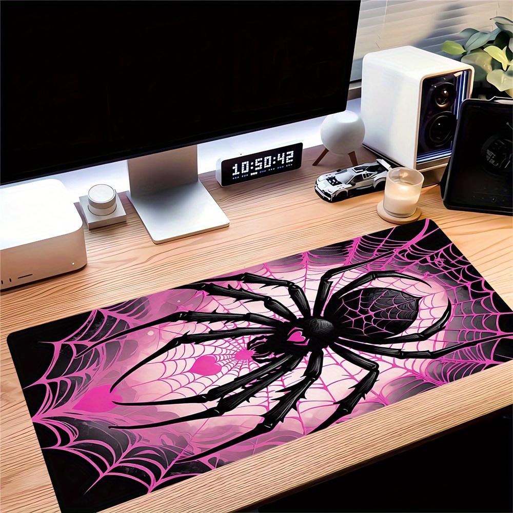 Tappetino per Tastiera Spider, Ragnatela, Mouse Pad Rosa, Bordo Cucito, Base in Gomma Antiscivolo, Multitaglia, per Scuola, Ufficio, Casa, Regalo per Amico