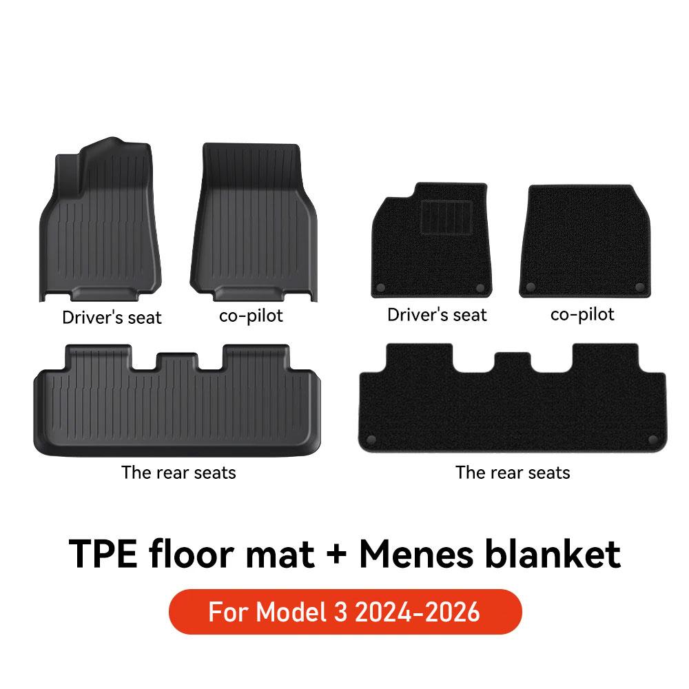 

For Tesla Model Y Juniper Model 3 Highland Floor Mats Double Layer, All Weather TPE Custom Fit Automotive Car Floor Liners