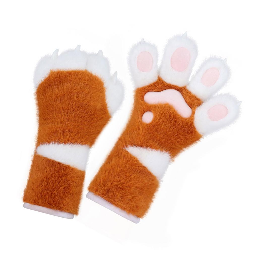 Mănuși cu Gheare de Pisică din Blană Artificială Picioare de Therian Blană Plusată Picioare Fursuit Halloween Cosplay Costum Animale Picioare de Vulpe Mănușă Femei Bărbați
