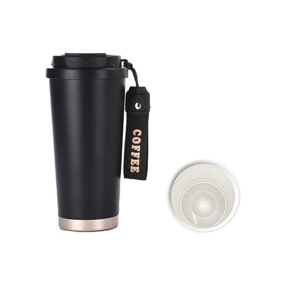 Tumbler with Straw, Ceramic, with Lid, Portable, Water Bottle, Carbonated Compatible, 530ml, Direct Drinking, Dairy Products OK, No Spills, Stainless