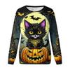Women's Casual Neck Long Sleeve Raglan Halloween Print Sweatshirt
