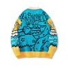 Amerikanischer Dinosaurier Strickpullover für Teenager Jungen Lockerer Rundhals Pullover Warmes Freizeit Oberteil Herbst Winter