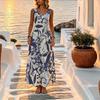 Women's U-Neck Sleeveless Long Dress,Lightweight Breathable Summer Beach Casual Vacation Wear
