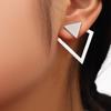 Fashion Metal Geometric Double-Layer Triangle Stud Earrings for Women Punk Gold Color Detachable Earrings Jewelry Accessories