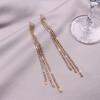 Trendy Tassel Crystal Rhinestone Long Earrings For Women Luxury Shiny Bridal Dangle Drop Earrings Wedding Jewelry Gift Bijoux