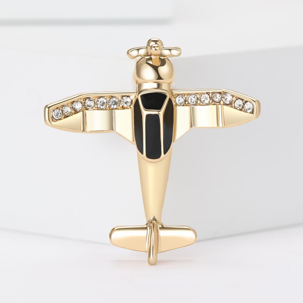Stylish Rhinestone Aircraft Brooches for Women Enamel Transportation Pins Event Funny Luxury Gifts New Year Friends Decoration