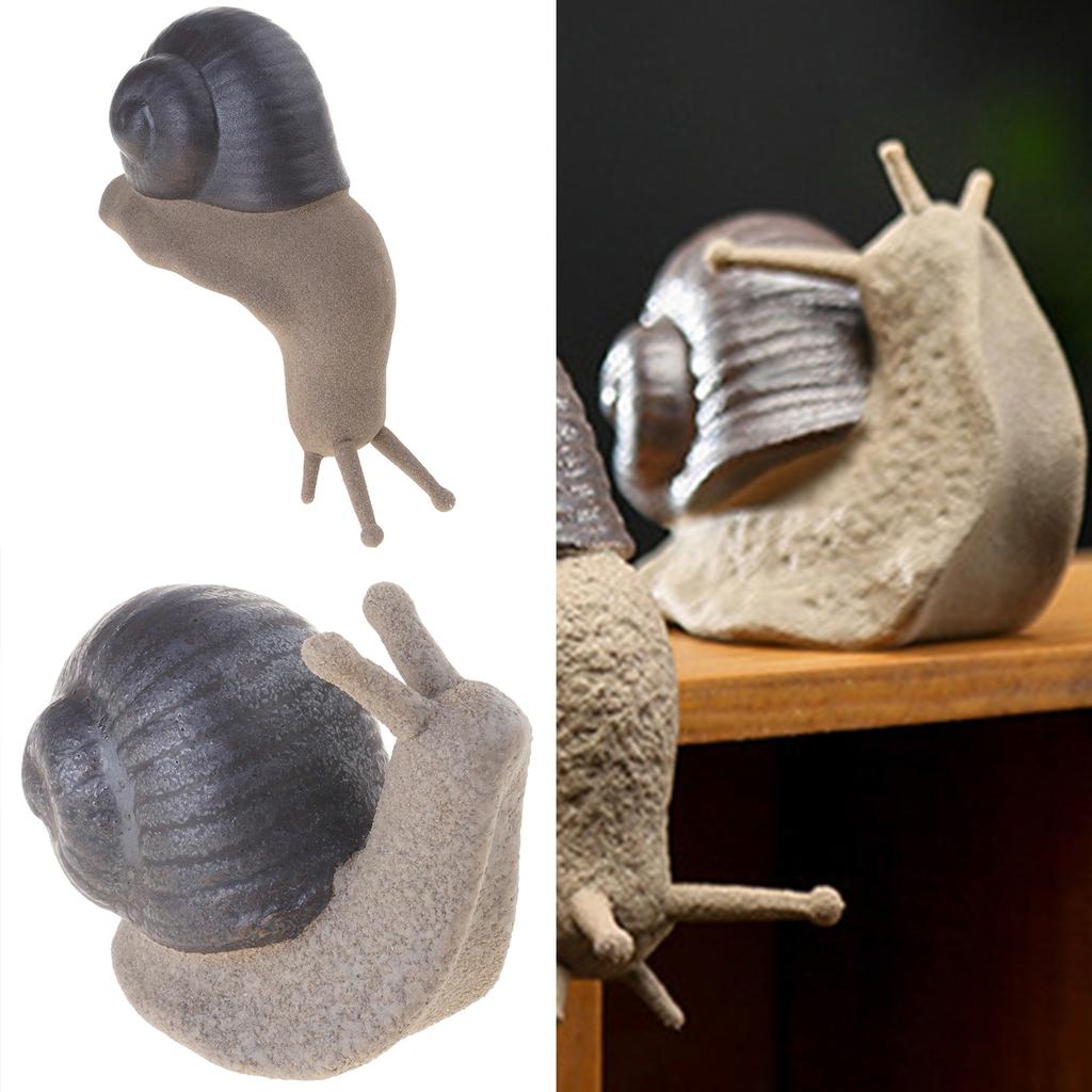 Snail Miniature Figurine Model Coarse Pottery Ceramics Snail Statue Ornament for Fairys Garden Landscape Decoration