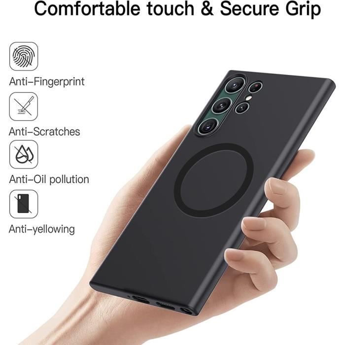 Coque pour Samsung Galaxy S23 Ultra avec Cercle Métal Mat Noir