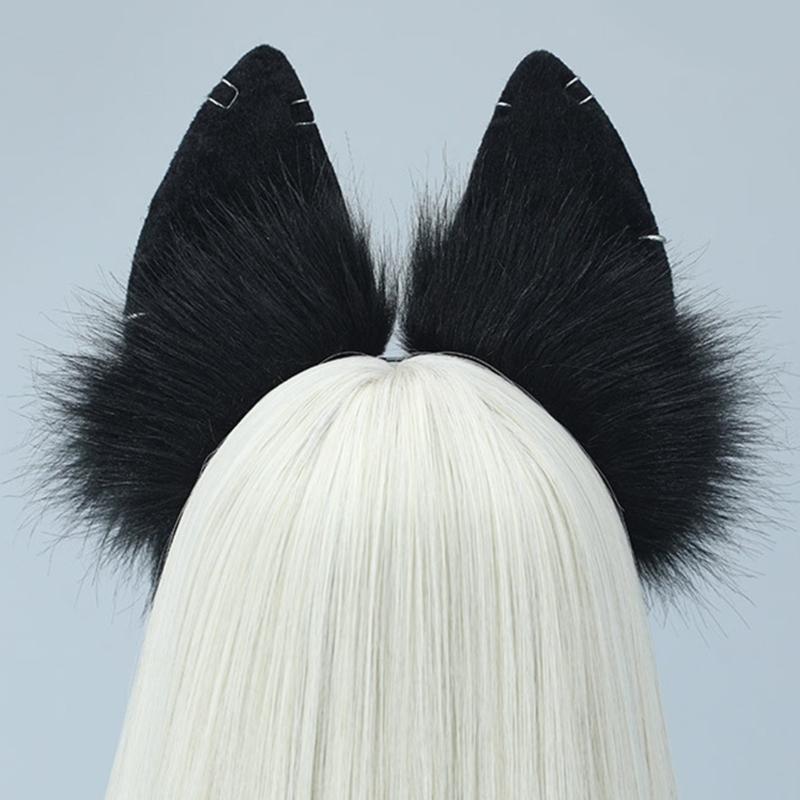 Modisches Plüsch-Wolfsohren-Haarband Haarschmuck Kostüm Kopfbedeckung für Cosplay und Mottopartys mit Realistischen Designs