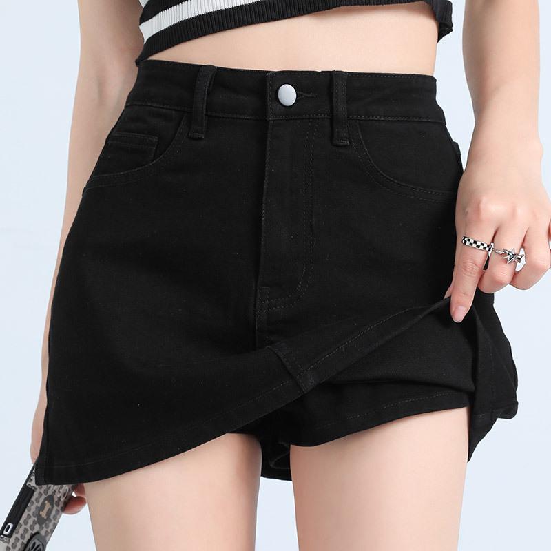 Women's High-Waist Stretch Retro Denim A-line Mini Skirt - Anti-Exposure, Hip-Hugging, Perfect for Spring/Summer Fashion