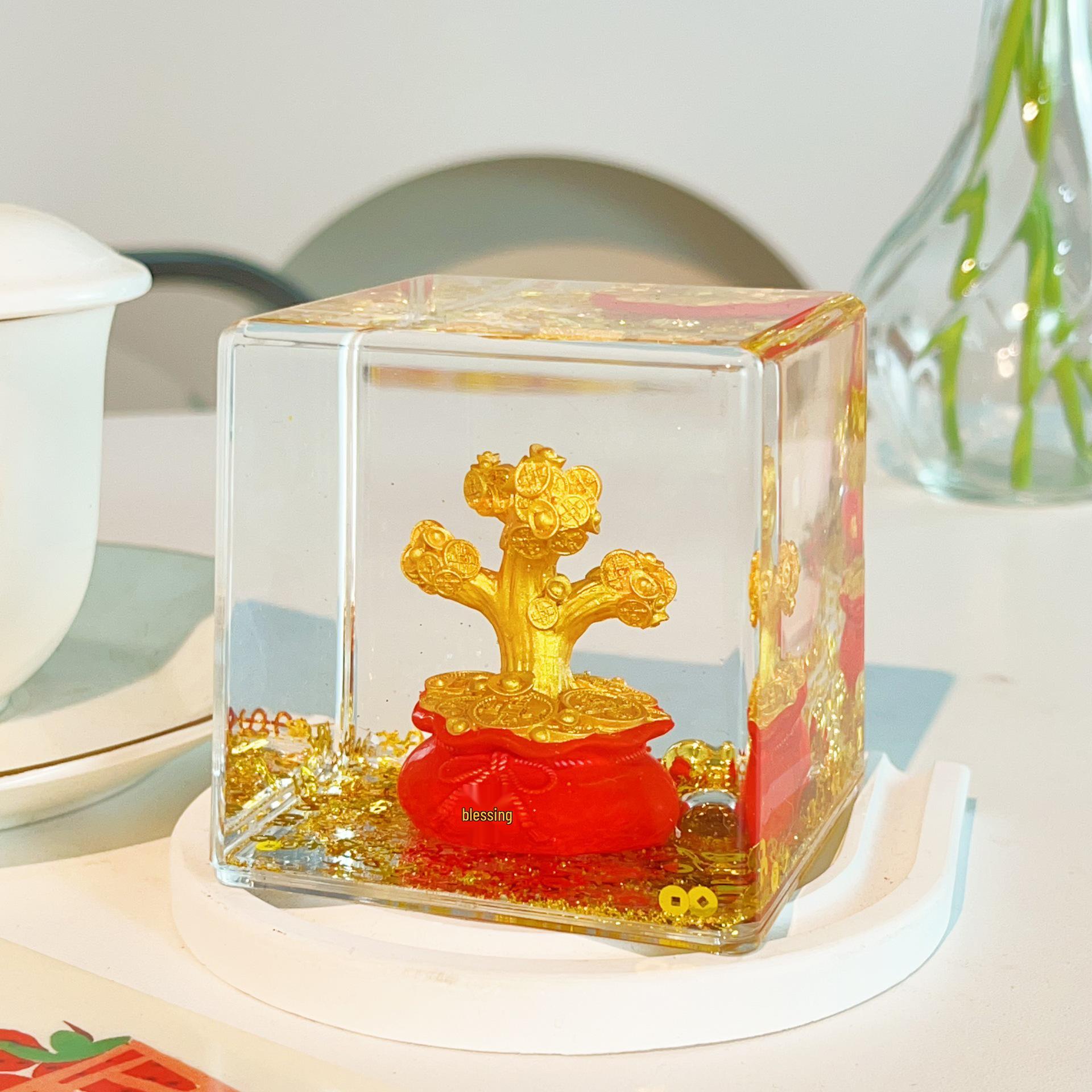 

Acrylic Cartoon God of Wealth Figurine with Wobbly Sand Display