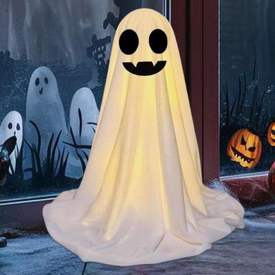2025 Halloween Spooky Ghost Statue With Light Cute Resin Ghost Ornaments Halloween Tabletop Decoration For Window Yard Porch