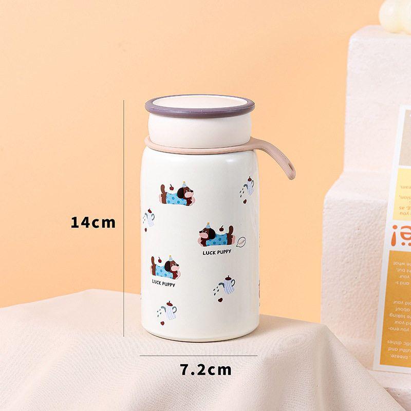 Water Kettle Puppy Cute Large Capacity Thermos Cup Girls  Hit Style Portable Tea Compartment Cup Student 300ml [Kettle Puppy] Milk Thermos Cup|Single Cup