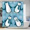 Adorable Blue Penguin Winter Shower Curtain Waterproof Bath Decor For Kids Bathroom Christmas Gift Ideas