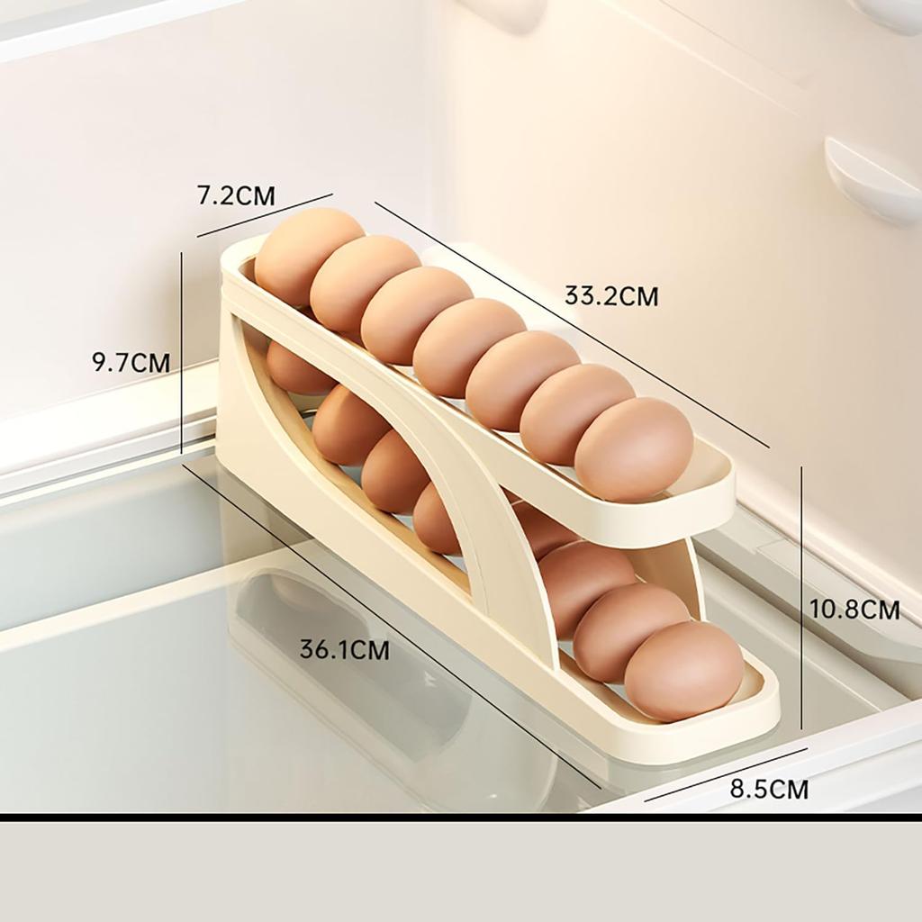 Egg Holder Dispenser for Refrigerator, Automatic Rolling Egg Storage for Refrigerator Space Saving Egg Tray For Fridge Organizer