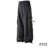 High Quality Ice Silk Waterproof Zipper Multi Pockets Casual Pants Men Solid Straight Elastic Waist Trousers Loose Cargo Pants