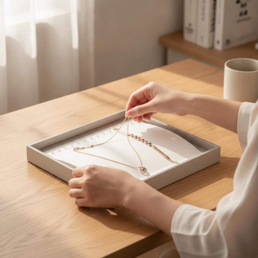 Jewelry Display Tray with Raised Frame Sturdy for Home Storage