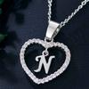 Heart Letters 26 Love Crystal Women Silver Plated Chain Jewelry Necklace