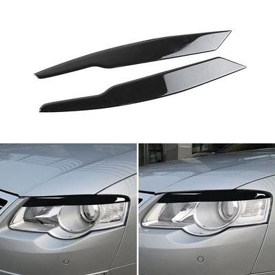 2pcs Bright Black For VW Passat B6  2005 2006 2007 2008 2009 2010 Car Headlight Eyebrow Trim Cover