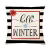 Linen Christmas Pillow Cover Striped Santa Print Home Sofa Cushion Cover Pillow Cover