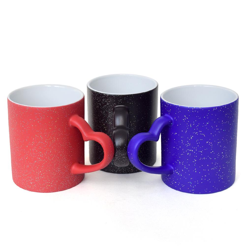 Starry Sky Heart Handle Temperature-Sensitive Color-Changing Cup with Customizable Image Logo