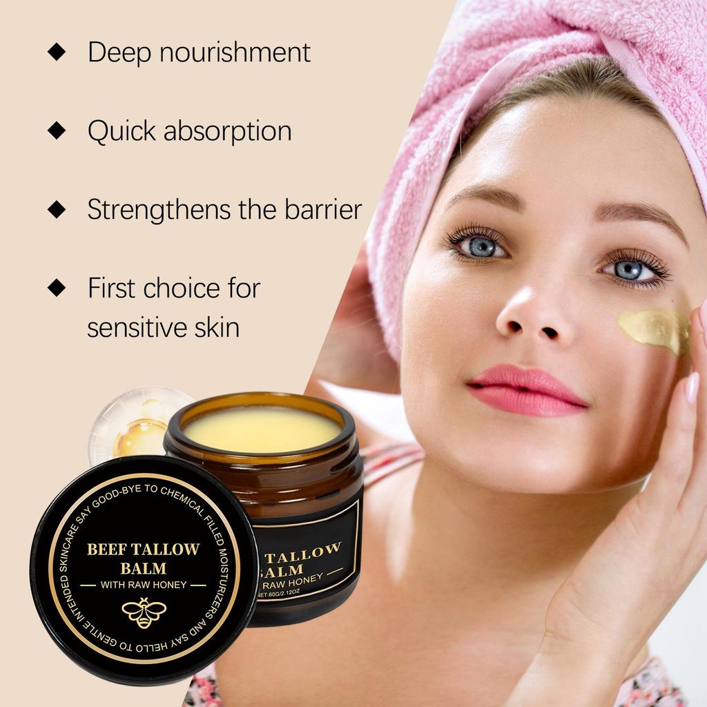 Beef Tallow Facial Moisturizer Deeply Moisturizes , Locks In Moisture , Provides Comfort And Care For The Skin.