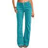 Schlaghose mit weitem Bein für Damen, Doppelknopf, mittelhohe Hose, trendige Mode, Freizeithose