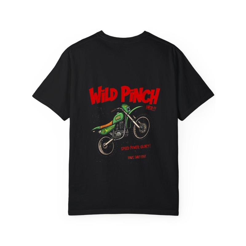 Wild Pinch Motorcycle Graphic T Shirt White Speed Power Glory Text And Green Bike Design Casual Streetwear For Men And Women