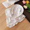 Cotton Headscarf with Triangle Shape and Lace Trim Polka Dot Pattern Lightweight Breathable Fabric Suitable for Multiple Uses