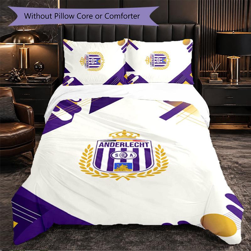 Biancheria da Letto a Tema FC Anderlecht Set 3 Pezzi Copripiumino Biancheria da Letto Decorativa Per Stanza Adolescenti Decorazione Casa