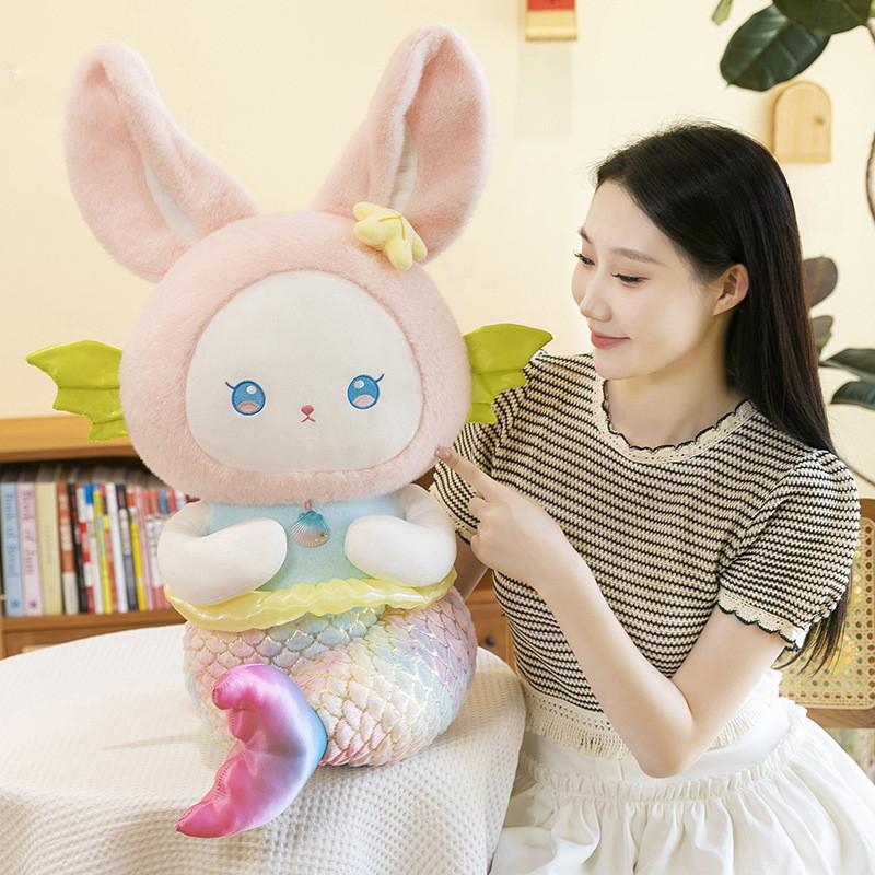 Rabbit Mermaid Doll Plush Toy Colorful Animal Pillow Christmas Gift Girls For