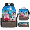 Kids Cartoon Backpack Set School Large Capacity Oxford Fabric 3-Piece With Crossbody Bag Pencil Case