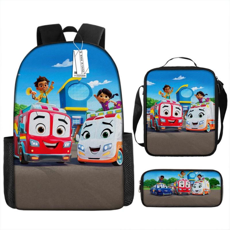 Kids Cartoon Backpack Set School Large Capacity Oxford Fabric 3-Piece With Crossbody Bag Pencil Case