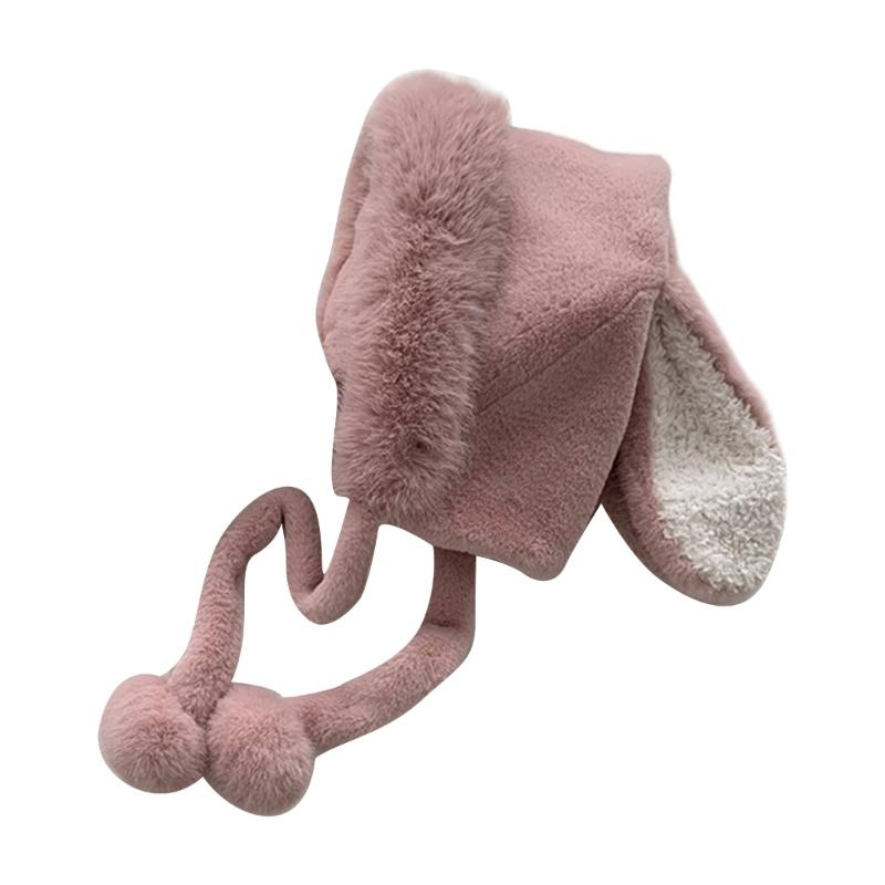 

Thicken Windproof Beanie Plush Rabbit Ear Shape Trapper Hat for Adult Teens