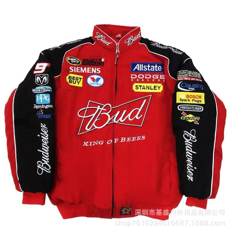 Vintage F1 Racing Embroidered Jacket Cotton Padded Motorcycle Riding Baseball Coat Unisex