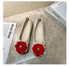 Women's Plus Size Bow Flower Color-block Square-toe Flat Shoes