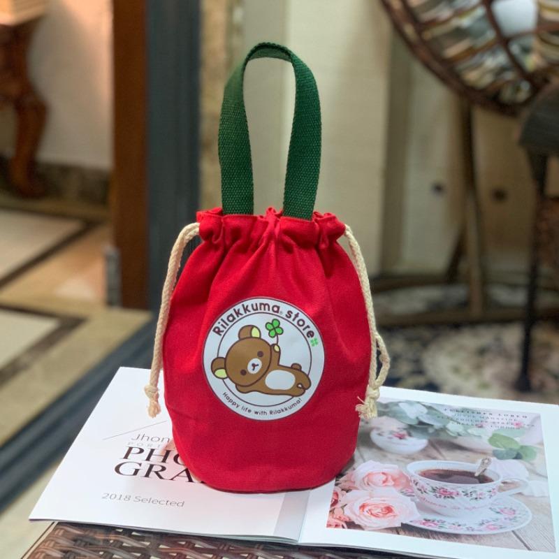 New Canvas Bundle Portable Tote Bag Thermos Cup Braised Cup Protective Bag Thermal Insulation Bucket Bag Handheld Mom Bag
