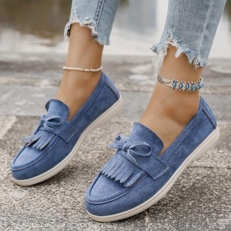 Women‘s Shoes Spring Large Size Slip-On Tassel Decoration Casual Single.