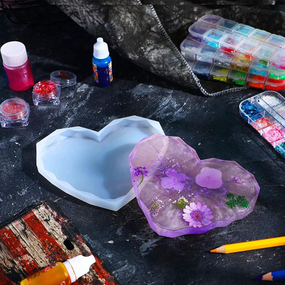 Edge Silicone Heart Shaped Cup Mats Pad Clay Tools Tray Mould Coaster Mold Resin Casting Mold
