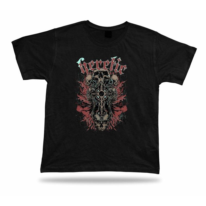 Tshirt Tee Shirt Birthday Gift Idea Heretic Cross Skull Evil Corruption Hardcore