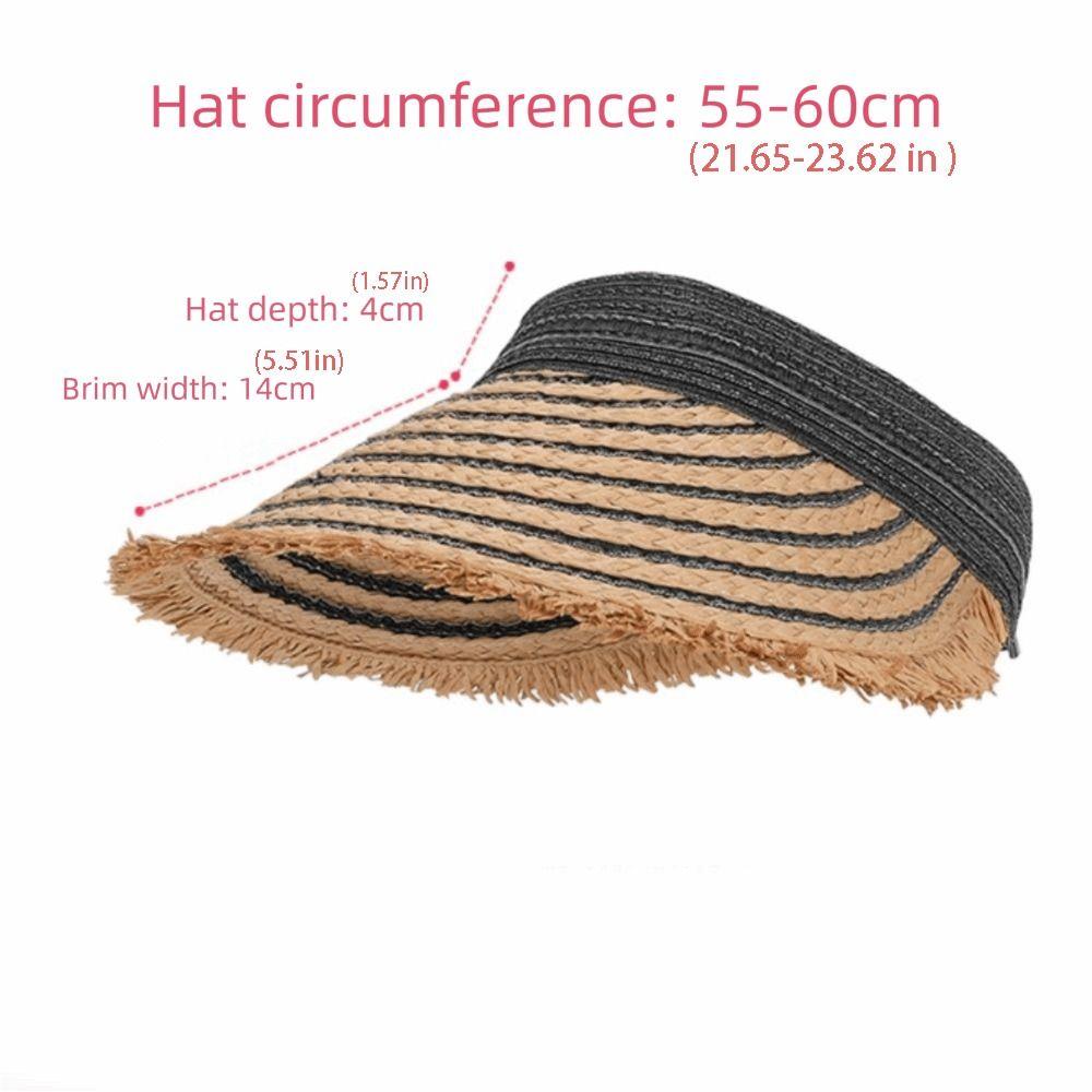 Folding Sun Cap Portable Empty Top Straw Hat Breathable Solid Color Wide Brim Woven Versatile Polyester Beach Hat Beach