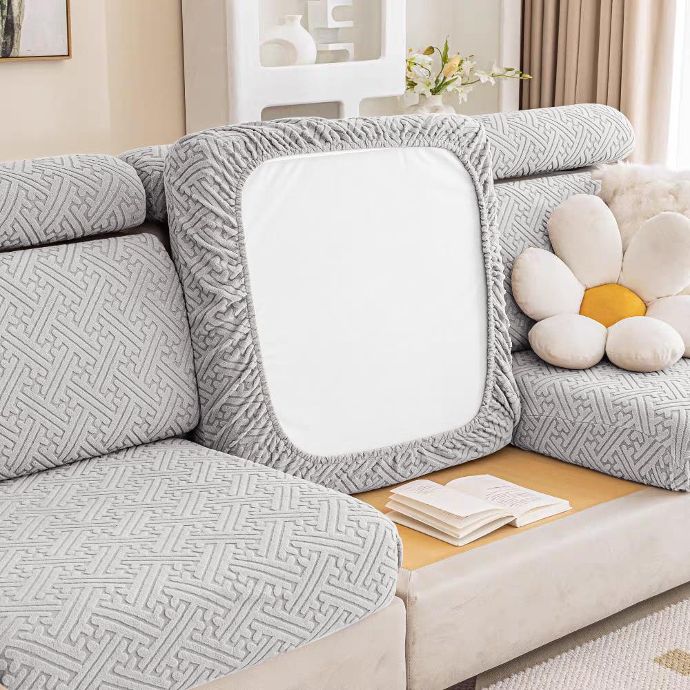 Jacquard Seat Covers For Sofa Living Room Solid Colors Elastic Sofa Slipcovers Easy Fit  Couch Covers Washable Removable Home