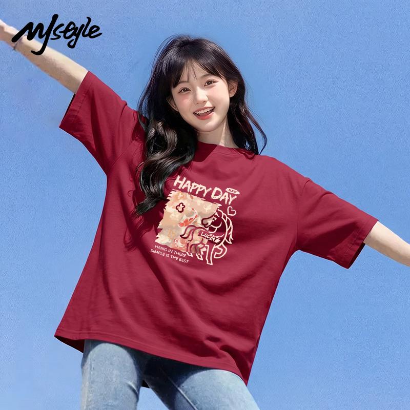 MJ STYLE Women's Cotton Graphic T-Shirt