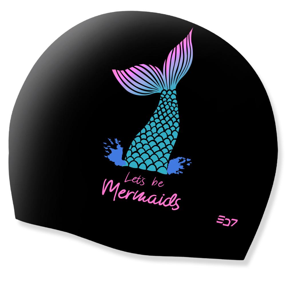 Eseudisebeun Silicone Swim Cap Mermaid 2-Black