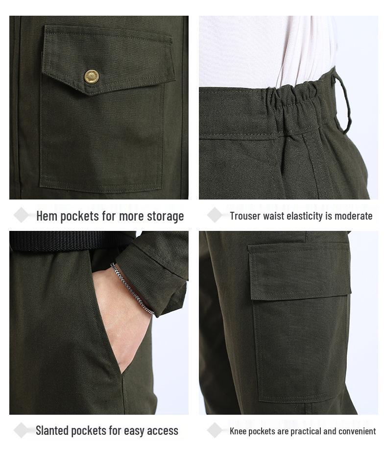 Robuste Arbeitskleidung für Herren: Frühjahrs-/Herbst-Hitzeschutz-Anzug, verschleißfest, für Autoreparatur, Elektroschweißen und Bauwesen.