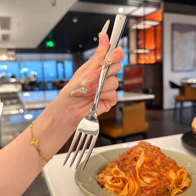 

VV 1pc Korean Cutlery Four Tine Salad Dessert Fruit Forks Kitchen new Stainless Steel Dinner Fork Long Handle Table Forks Set