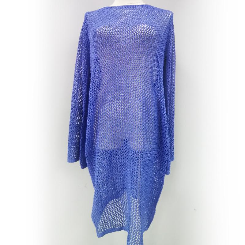 Knit Backless Beach Cover-up: European & American Style Pullover Bikini Outerwear